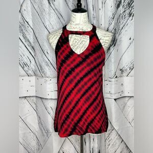 RED HAUTE Red/Black Tie-Dye Tank Top M